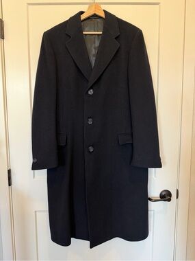 Eaton Cashmere wool black long quiet luxury minimalist preppy academia coat sz L
